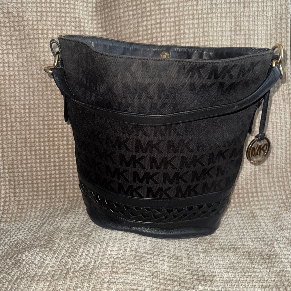 Michael Kors Black Hobo Bag with Monogram Design